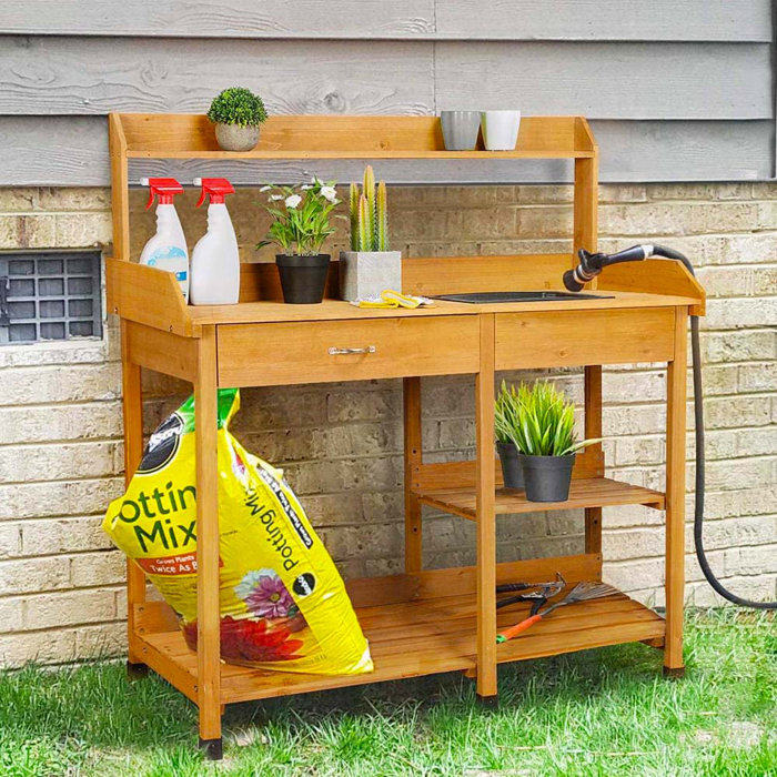 Arlmont & Co. Outdoor Garden Potting Bench Potting Table Work Bench